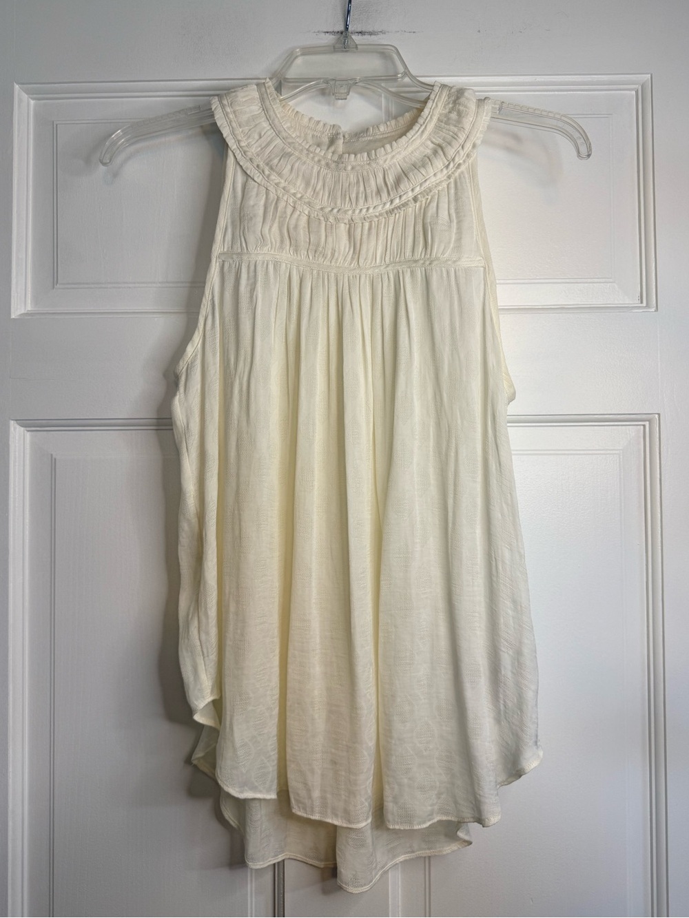 Anthropologie Maeve Clovis Ivory Pleated Tank Top